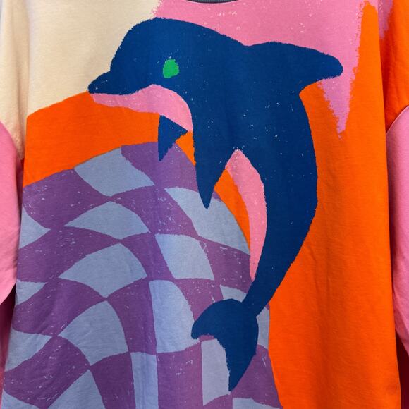 NWT Gorman Dolphin Flowers Freedom Time Pullover Sweatshirt Sz 12 (M) - Picture 3 of 7